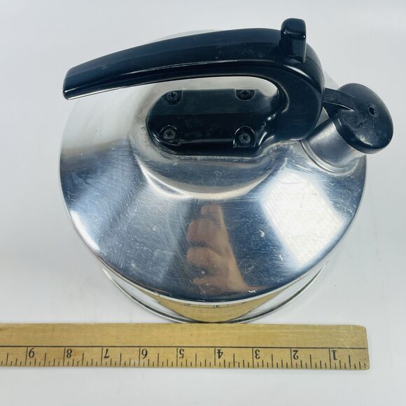 Vintage Enterprise Aluminum CO Whistle Tea Kettle Pot Chrome Silver 2.5 QT USA - Picture 5 of 13